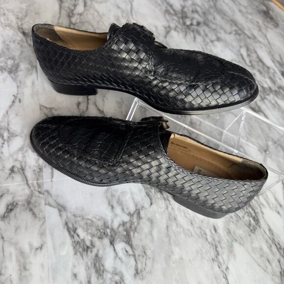 Magnanni Black Crocodile Leather Woven Monk Strap Dress Loafers Mens Size 9 M - Picture 5 of 12